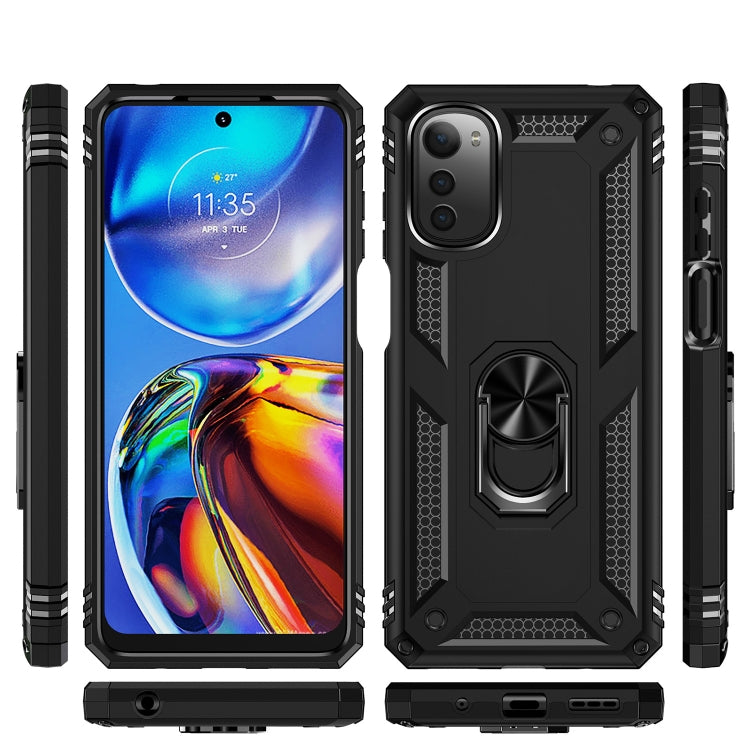 For Motorola Moto E32 4G Shockproof TPU + PC Phone Case with 360 Degree Rotating Holder(Black) - Motorola Cases by PMC Jewellery | Online Shopping South Africa | PMC Jewellery | Buy Now Pay Later Mobicred