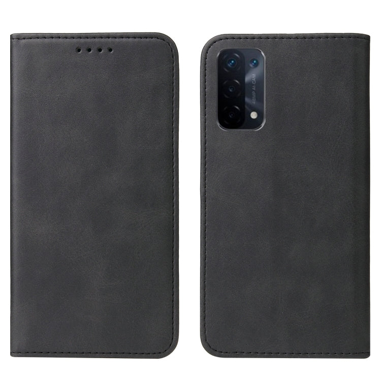 For OPPO A74 5G Magnetic Closure Leather Phone Case(Black) - OPPO Cases by PMC Jewellery | Online Shopping South Africa | PMC Jewellery | Buy Now Pay Later Mobicred