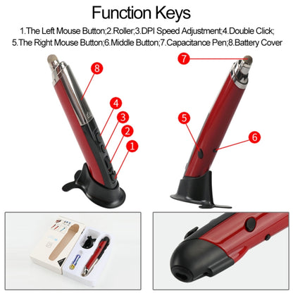 PR-08 Multifunctional Wireless Bluetooth Pen Mouse Capacitive Pen Mouse(Red) - Wireless Mice by PMC Jewellery | Online Shopping South Africa | PMC Jewellery | Buy Now Pay Later Mobicred