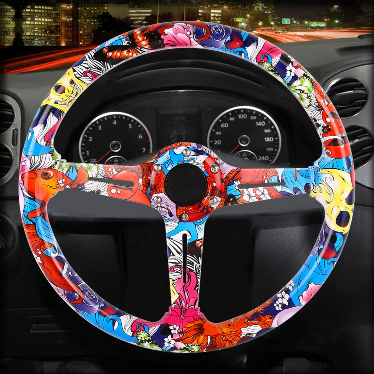 35cm Car Racing Graffiti ABS Steering Wheel(Style 2) - Steering Wheel Accessories by PMC Jewellery | Online Shopping South Africa | PMC Jewellery | Buy Now Pay Later Mobicred