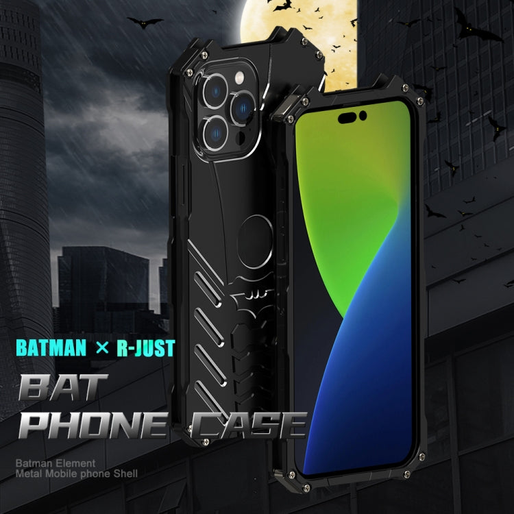 For iPhone 14 Pro R-JUST Batman Metal Mobile Phone Protective Case(Black) - iPhone 14 Pro Cases by R-JUST | Online Shopping South Africa | PMC Jewellery | Buy Now Pay Later Mobicred