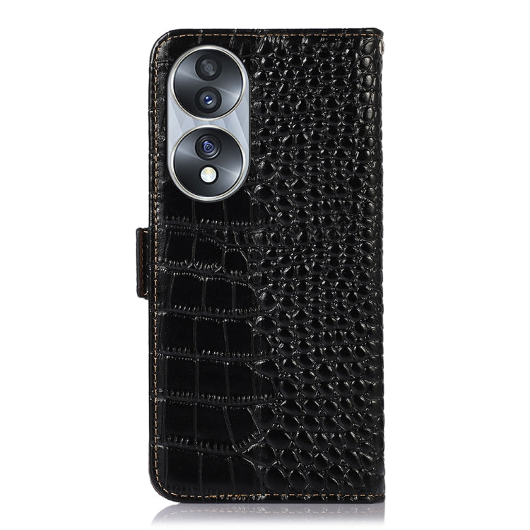 For Honor 70 Crocodile Top Layer Cowhide Leather Phone Case(Black) - Honor Cases by PMC TechLife | Online Shopping South Africa | PMC TechLife | Buy Now Pay Later Mobicred