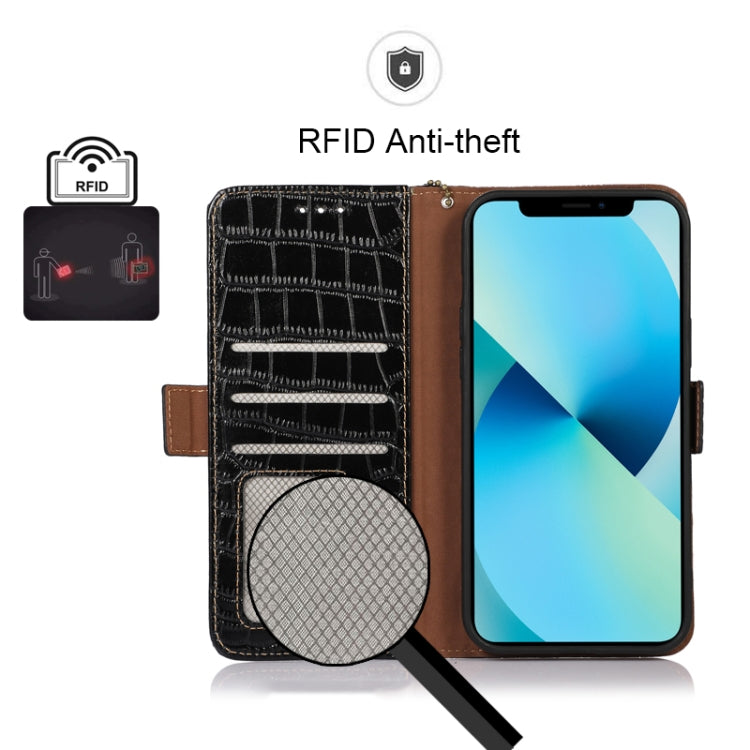 For Honor 70 Crocodile Top Layer Cowhide Leather Phone Case(Black) - Honor Cases by PMC TechLife | Online Shopping South Africa | PMC TechLife | Buy Now Pay Later Mobicred