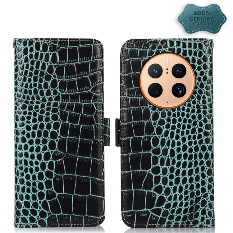 For Huawei Mate 50 Pro Crocodile Top Layer Cowhide Leather Phone Case(Green) - Huawei Cases by PMC TechLife | Online Shopping South Africa | PMC TechLife | Buy Now Pay Later Mobicred