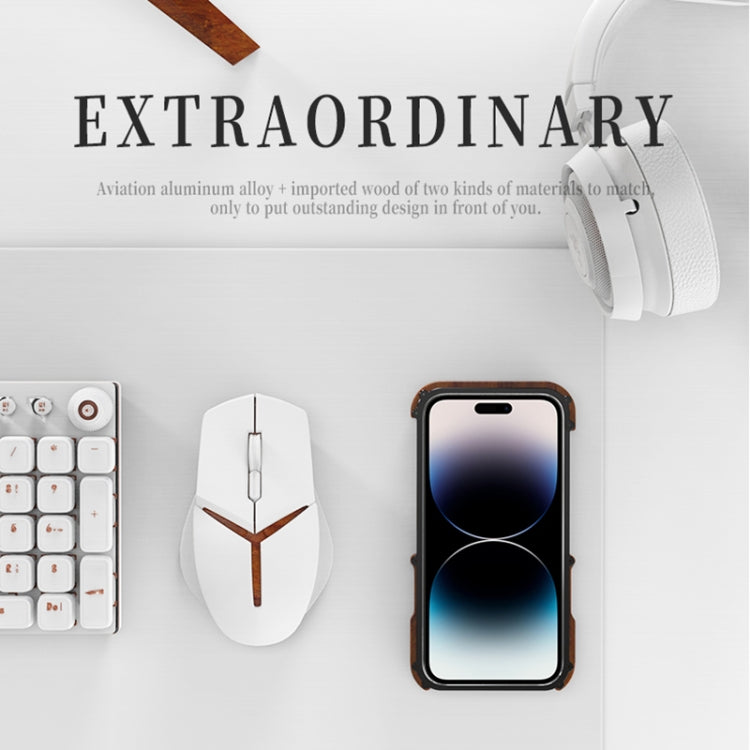 For iPhone 14 R-JUST Ironwood Generation Metal + Wood Phone Case - iPhone 14 Cases by R-JUST | Online Shopping South Africa | PMC TechLife | Buy Now Pay Later Mobicred