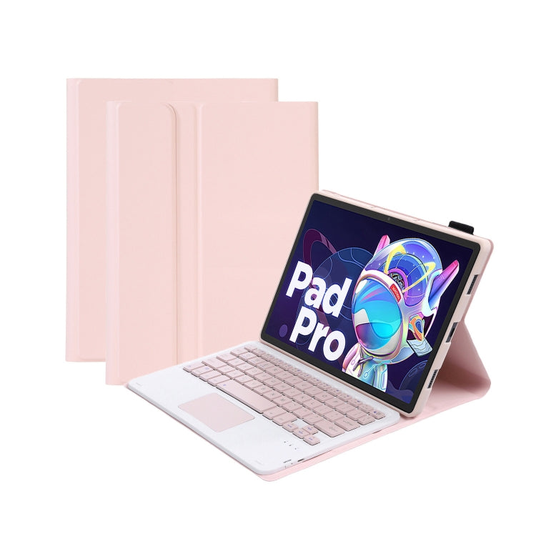 AM18-A Bluetooth Keyboard Leather Case with Touchpad For Lenovo XiaoXin Pad Pro 2022 11.2 inch(Pink) - Lenovo Keyboard by PMC Jewellery | Online Shopping South Africa | PMC Jewellery