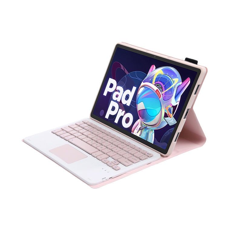 AM18-A Bluetooth Keyboard Leather Case with Touchpad For Lenovo XiaoXin Pad Pro 2022 11.2 inch(Pink) - Lenovo Keyboard by PMC Jewellery | Online Shopping South Africa | PMC Jewellery