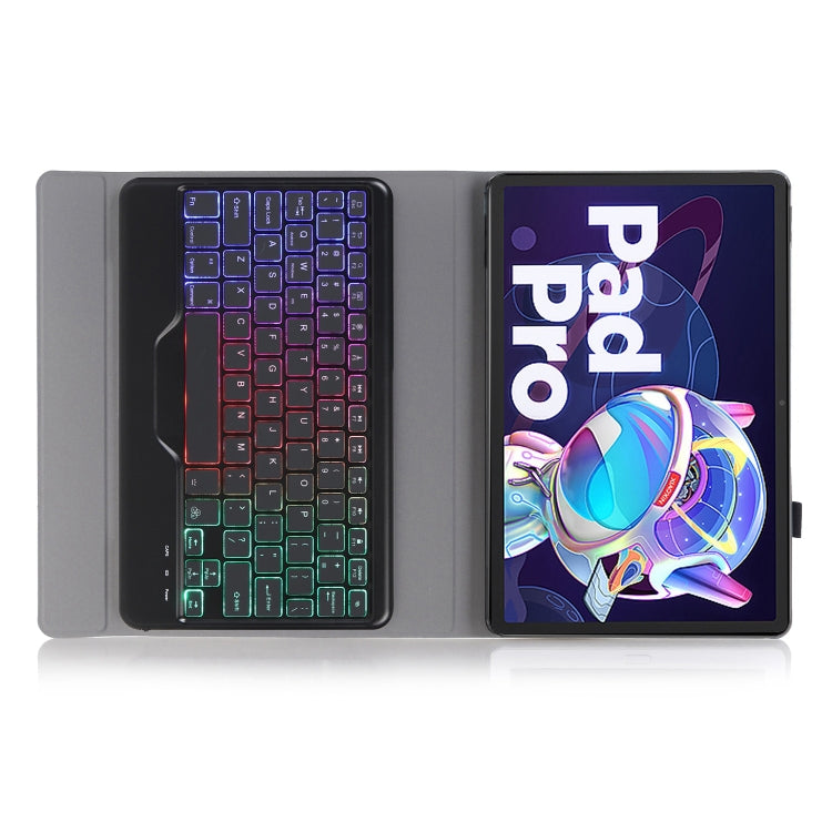 AM18-BS Tri-color Backlight Bluetooth Keyboard Leather Case For Lenovo XiaoXin Pad Pro 2022 11.2 inch(Blue) - Lenovo Keyboard by PMC TechLife | Online Shopping South Africa | PMC TechLife