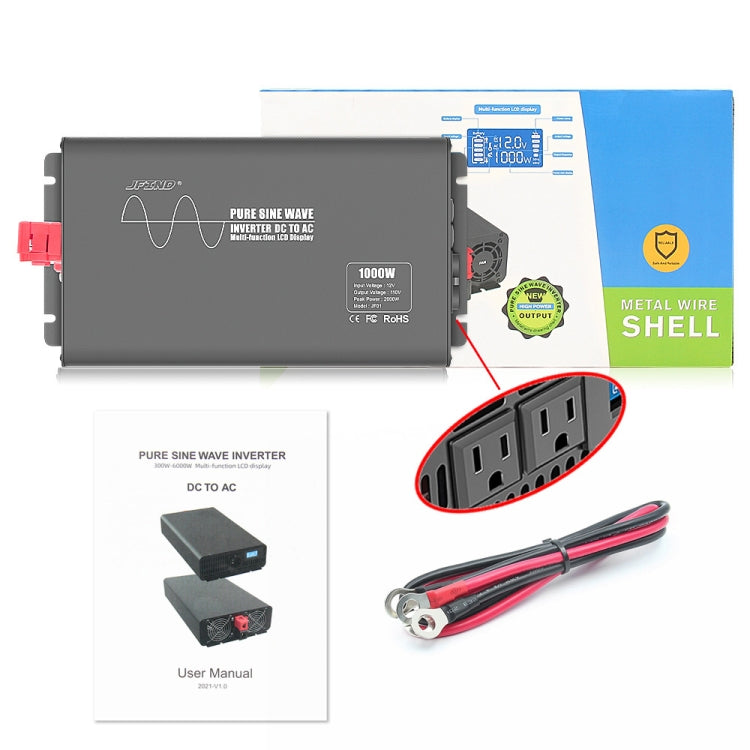 JFIND Car 1000W 12V to 110V Pure Sine Wave Power Inverter, US Plug - Pure Sine Wave by JFIND | Online Shopping South Africa | PMC Jewellery | Buy Now Pay Later Mobicred