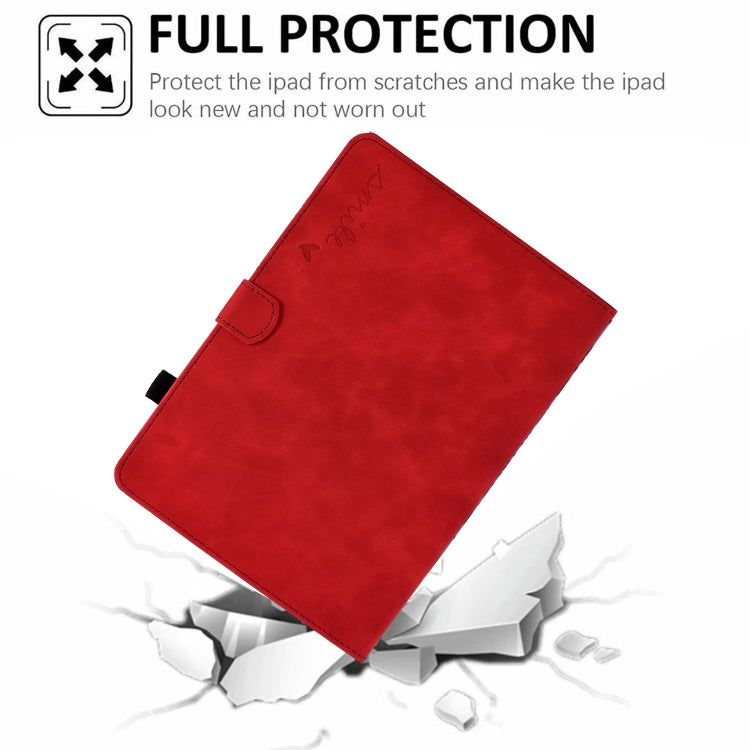 For Amazon Kindle Paperwhite 5 Embossed Smile Flip Tablet Leather Case(Red) - Amazon by PMC TechLife | Online Shopping South Africa | PMC TechLife | Buy Now Pay Later Mobicred