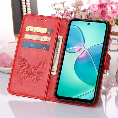 For Infinix Hot 12 Play/Hot 12 Play NFC X6816C Embossed Butterfly Flip Leather Phone Case(Red) - Infinix Cases by PMC Jewellery | Online Shopping South Africa | PMC Jewellery