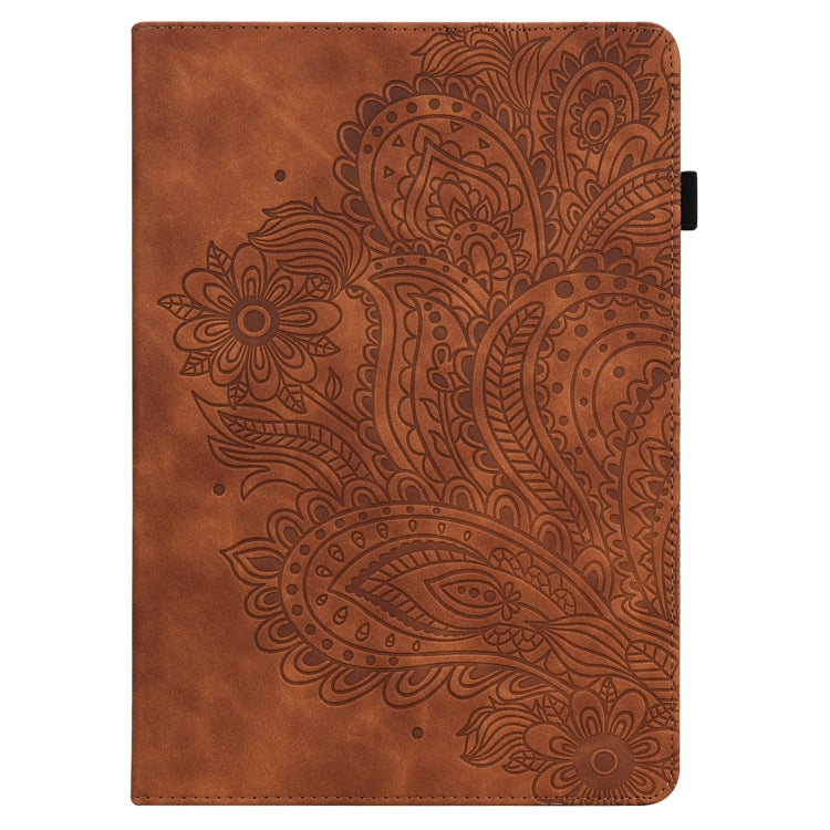 For Nokia T10 Peacock Embossed Pattern Leather Tablet Case(Brown) - Nokia by PMC TechLife | Online Shopping South Africa | PMC TechLife | Buy Now Pay Later Mobicred