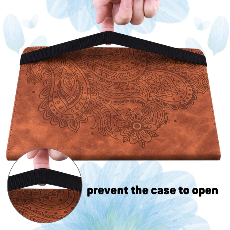 For Nokia T10 Peacock Embossed Pattern Leather Tablet Case(Brown) - Nokia by PMC TechLife | Online Shopping South Africa | PMC TechLife | Buy Now Pay Later Mobicred