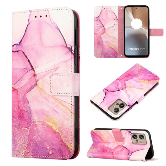 For Motorola Moto G32 PT003 Marble Pattern Flip Leather Phone Case(Pink Purple) - Motorola Cases by PMC Jewellery | Online Shopping South Africa | PMC Jewellery | Buy Now Pay Later Mobicred