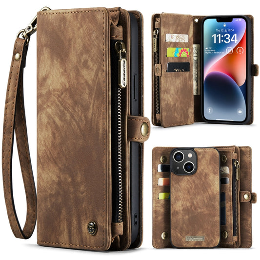 For iPhone 14 Plus CaseMe 008 Detachable Multifunctional Leather Phone Case(Brown) - iPhone 14 Plus Cases by CaseMe | Online Shopping South Africa | PMC Jewellery | Buy Now Pay Later Mobicred