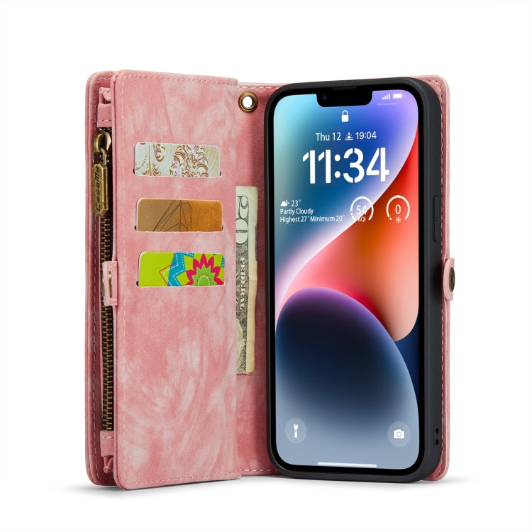 For iPhone 14 Plus CaseMe 008 Detachable Multifunctional Leather Phone Case(Pink) - free shipping - PMC Jewellery - Order now!
