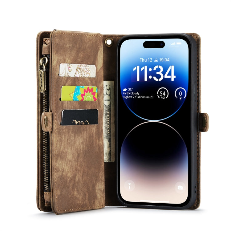 For iPhone 14 Pro Max CaseMe 008 Detachable Multifunctional Leather Phone Case(Brown) - iPhone 14 Pro Max Cases by CaseMe | Online Shopping South Africa | PMC Jewellery | Buy Now Pay Later Mobicred