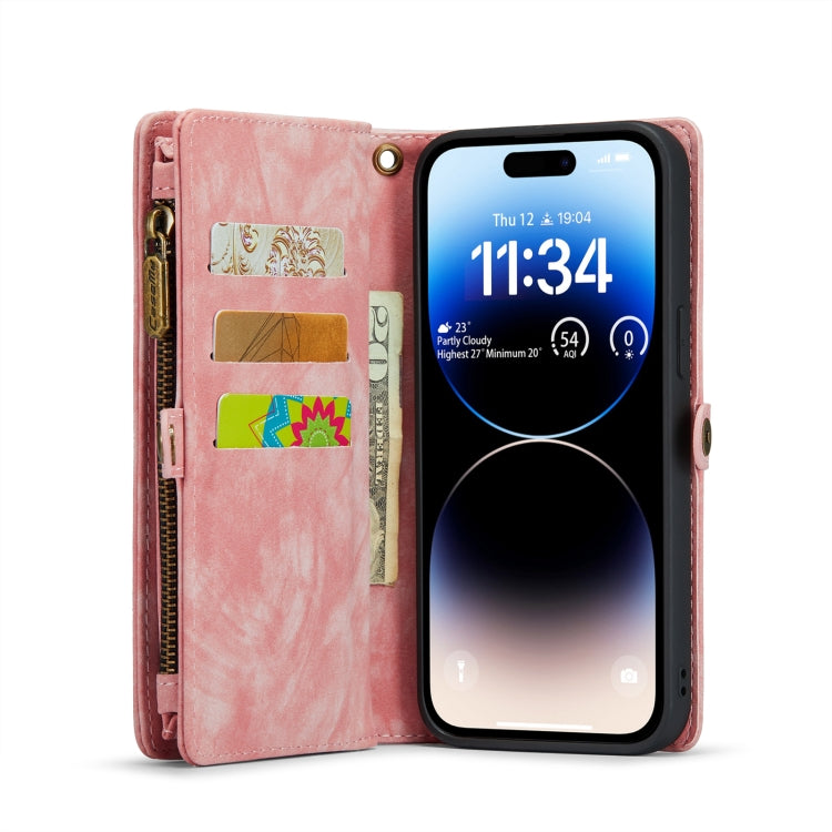 For iPhone 14 Pro Max CaseMe 008 Detachable Multifunctional Leather Phone Case(Pink) - free shipping - PMC Jewellery - Order now!