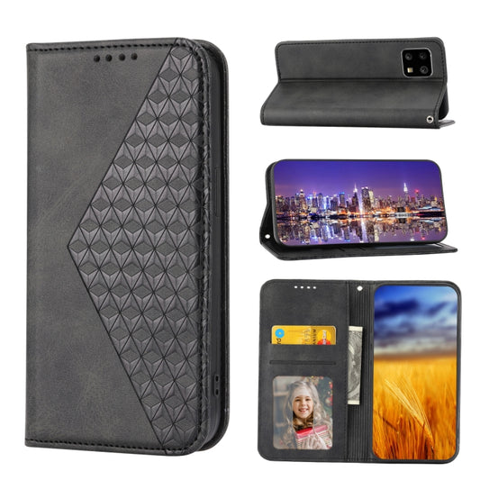 For Motorola Moto G32 Cubic Grid Calf Texture Magnetic Closure Leather Phone Case(Black) - Motorola Cases by PMC Jewellery | Online Shopping South Africa | PMC Jewellery | Buy Now Pay Later Mobicred