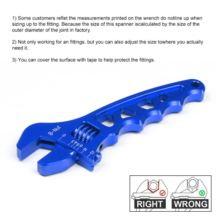 Car AN3-AN12 Adjustable Aluminum Wrench Hose Fitting Tool(Blue) - Sheet Metal Tools by PMC Jewellery | Online Shopping South Africa | PMC Jewellery | Buy Now Pay Later Mobicred