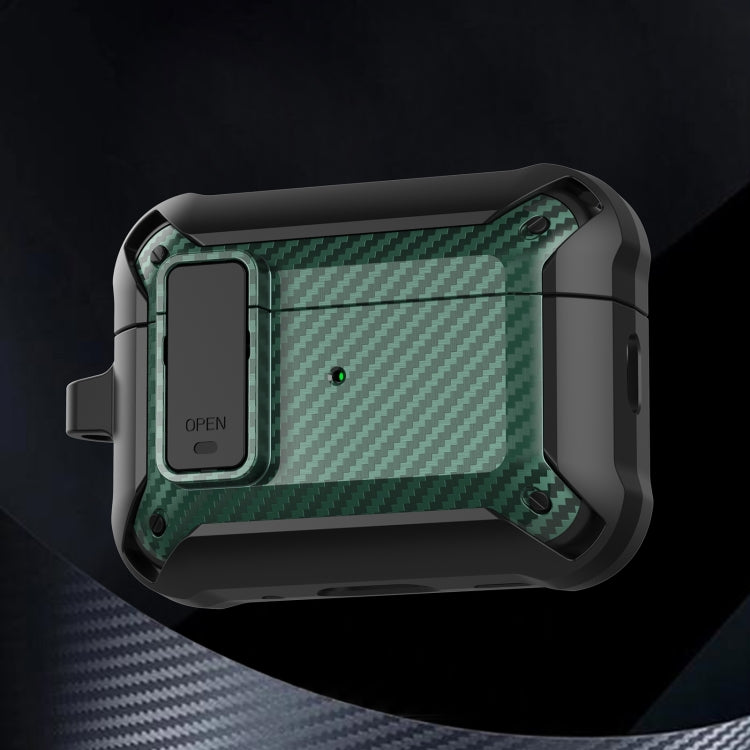 For AirPods Pro 2 Bumblebee Carbon Fiber Earphone Protective Case(Black Green) - For AirPods Pro 2 by PMC Jewellery | Online Shopping South Africa | PMC Jewellery | Buy Now Pay Later Mobicred