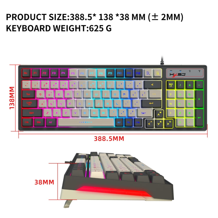 HXSJ V600 96-key RGB Backlit Dual-color Injection-molded Wired Gaming Keyboard - Wired Keyboard by HXSJ | Online Shopping South Africa | PMC Jewellery | Buy Now Pay Later Mobicred