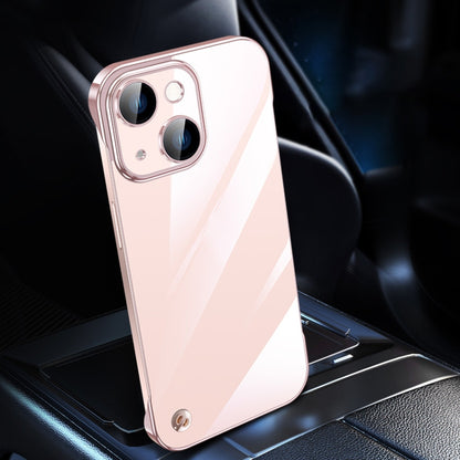 For iPhone 14 Electroplating Frameless Clear PC Phone Case(Pink) - iPhone 14 Cases by PMC Jewellery | Online Shopping South Africa | PMC Jewellery | Buy Now Pay Later Mobicred