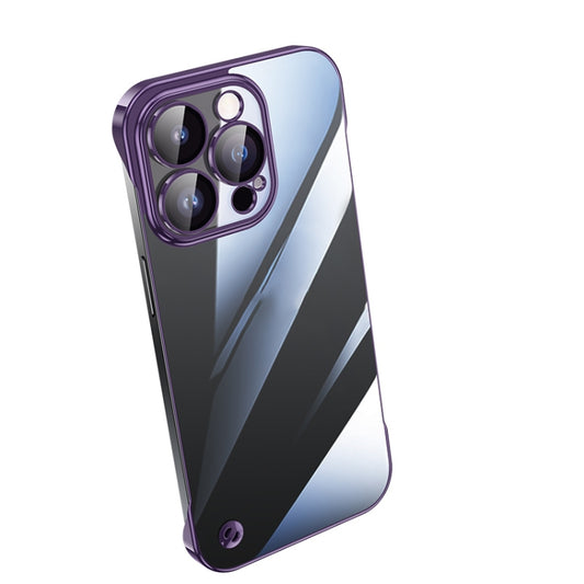 For iPhone 14 Pro Electroplating Frameless Clear PC Phone Case(Purple) - iPhone 14 Pro Cases by PMC Jewellery | Online Shopping South Africa | PMC Jewellery | Buy Now Pay Later Mobicred