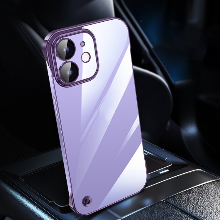 For iPhone 12 Electroplating Frameless Clear PC Phone Case(Purple) - iPhone 12 / 12 Pro Cases by PMC Jewellery | Online Shopping South Africa | PMC Jewellery | Buy Now Pay Later Mobicred