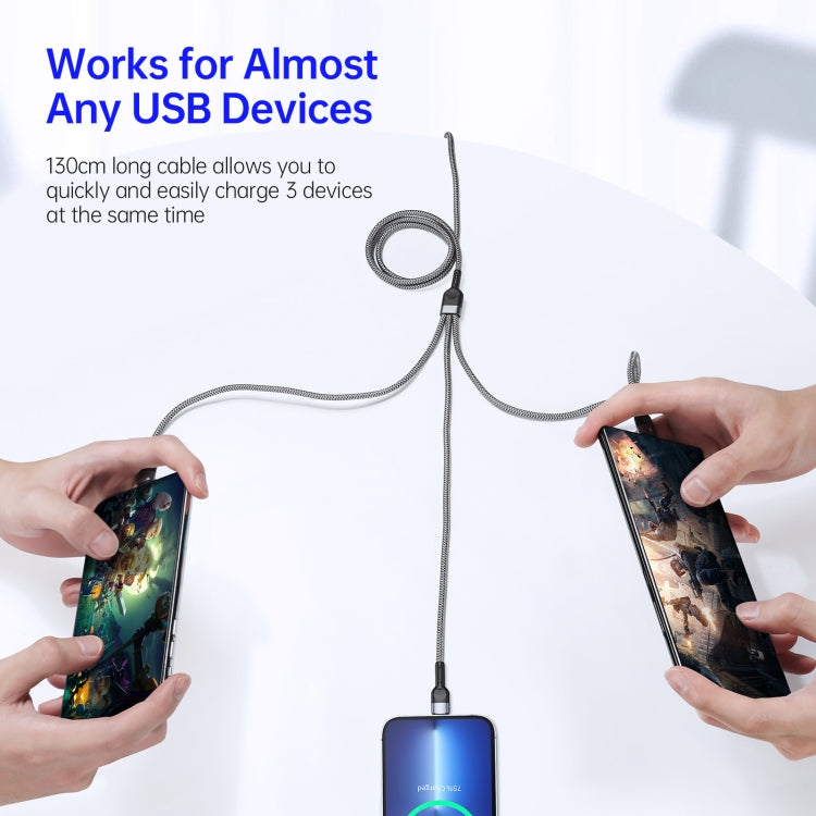 DUZZONA A3 3 in 1 USB to Type-C / 8 Pin / Micro USB Fast Charging Cable,Cable Length: 1.3m - Multifunction Cable by DUZZONA | Online Shopping South Africa | PMC Jewellery | Buy Now Pay Later Mobicred