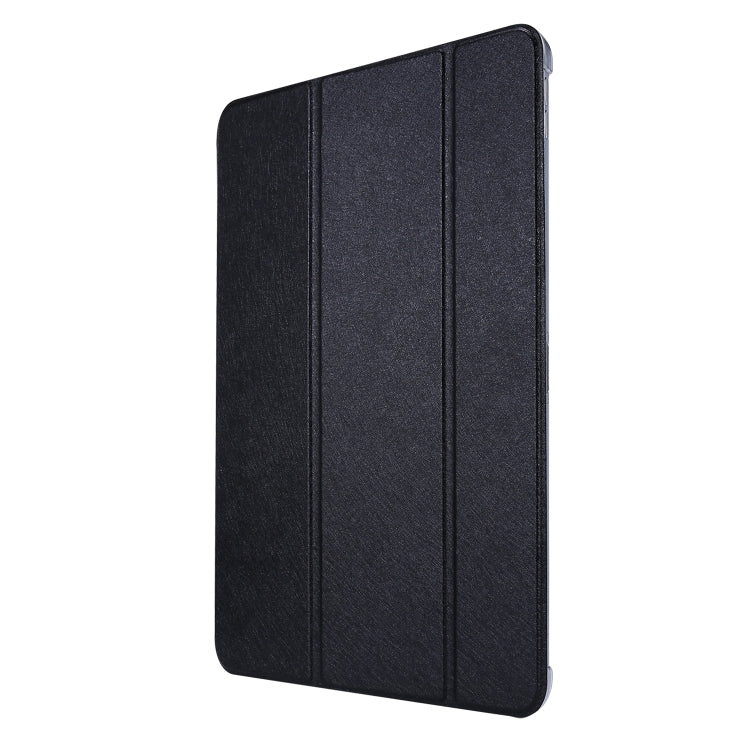 For iPad Air 13 2024 / Pro 12.9 2020 TPU Silk Texture Three-fold Horizontal Flip Leather Tablet Case with Holder(Black) - iPad Pro 12.9 (2020) Cases by PMC Jewellery | Online Shopping South Africa | PMC Jewellery | Buy Now Pay Later Mobicred