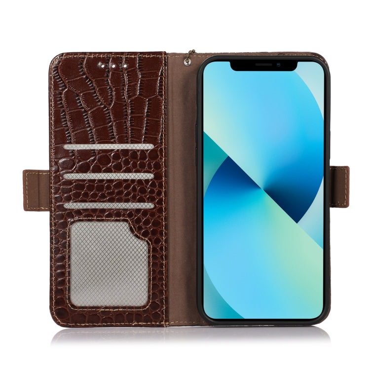 For Motorola Moto E22/E22i Crocodile Top Layer Cowhide Leather Phone Case(Brown) - Motorola Cases by PMC TechLife | Online Shopping South Africa | PMC TechLife | Buy Now Pay Later Mobicred