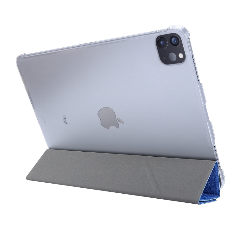 For iPad Air 13 2024 / Pro 12.9 2020 Silk Texture Horizontal Deformation Flip Leather Tablet Case with Three-folding Holder(Blue) - iPad Pro 12.9 (2020) Cases by PMC Jewellery | Online Shopping South Africa | PMC Jewellery | Buy Now Pay Later Mobicred