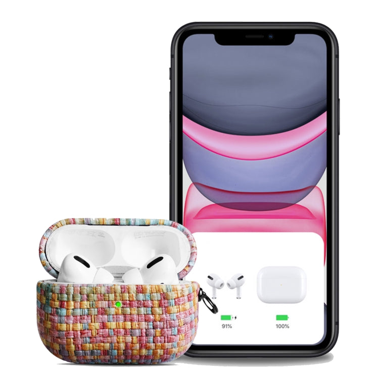 For AirPods 1 / 2 Weave Texture PU Shockproof Earphone Protective Case with Hook(Rainbow) - For AirPods 1/2 by PMC Jewellery | Online Shopping South Africa | PMC Jewellery | Buy Now Pay Later Mobicred