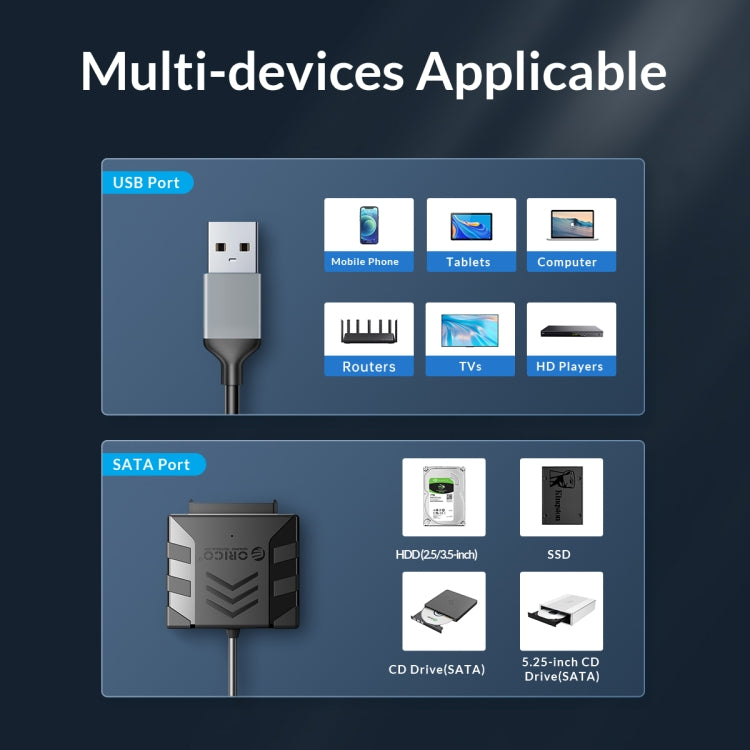 ORICO UTS1 USB 3.0 2.5-inch SATA HDD Adapter with 12V 2A Power Adapter, Cable Length:0.5m(UK Plug) - USB to IDE / SATA by ORICO | Online Shopping South Africa | PMC Jewellery | Buy Now Pay Later Mobicred