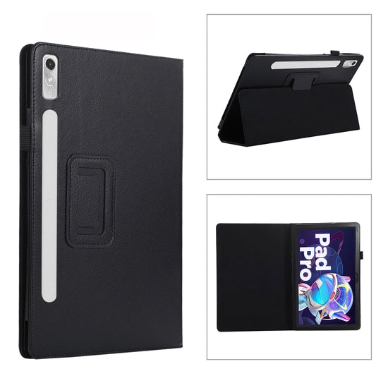 For Lenovo Tab P11 Pro Gen 2 Litchi Texture Leather Tablet Case with Holder(Black) - Lenovo by PMC Jewellery | Online Shopping South Africa | PMC Jewellery | Buy Now Pay Later Mobicred