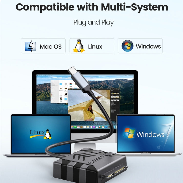 ORICO UTS1 Type-C / USB-C USB 3.0 2.5-inch SATA HDD Adapter with 12V 2A Power Adapter, Cable Length:0.3m(US Plug) - free shipping - PMC Jewellery - Order now!