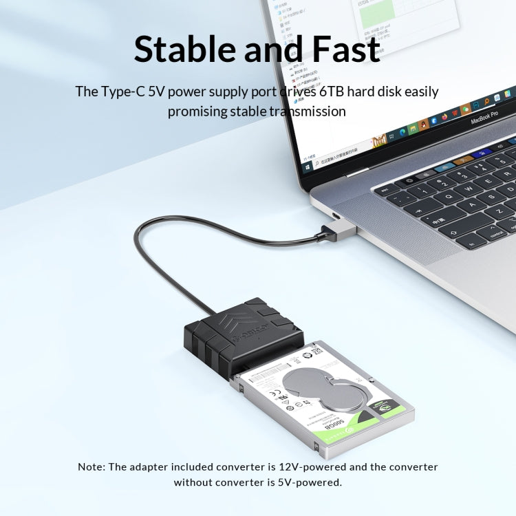 ORICO UTS1 Type-C / USB-C USB 3.0 2.5-inch SATA HDD Adapter with 12V 2A Power Adapter, Cable Length:0.5m(US Plug) - free shipping - PMC Jewellery - Order now!