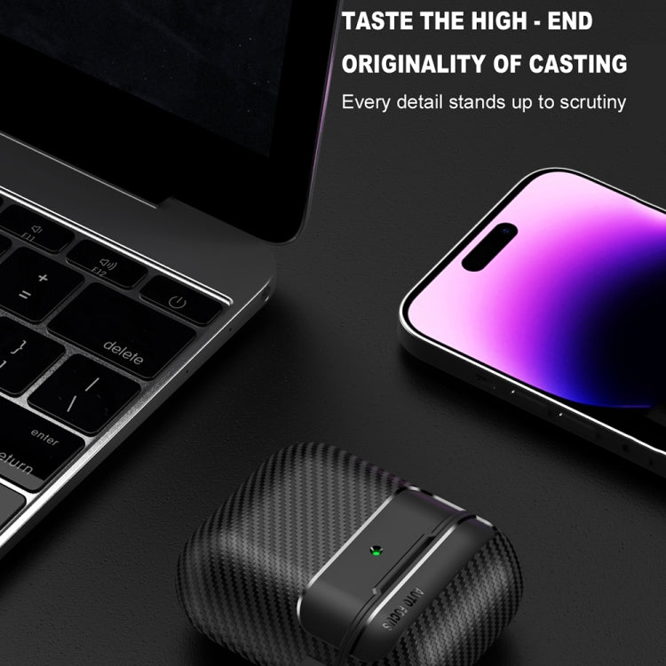 For AirPods 1 / 2 Carbon Fiber Texture Anti-fall Earphone Protective Case(Black) - For AirPods 1/2 by PMC Jewellery | Online Shopping South Africa | PMC Jewellery | Buy Now Pay Later Mobicred