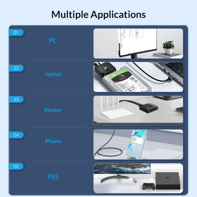 ORICO UTS2 USB 3.0 2.5-inch SATA HDD Adapter with 12V 2A Power Adapter, Cable Length:0.3m(AU Plug) - USB to IDE / SATA by ORICO | Online Shopping South Africa | PMC Jewellery | Buy Now Pay Later Mobicred