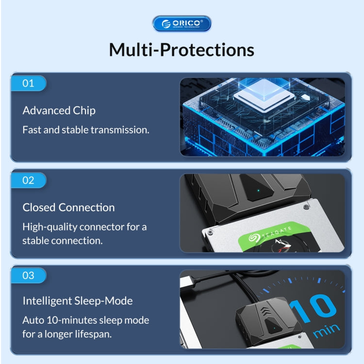 ORICO UTS2 USB 3.0 2.5-inch SATA HDD Adapter with 12V 2A Power Adapter, Cable Length:0.5m(EU Plug) - USB to IDE / SATA by ORICO | Online Shopping South Africa | PMC Jewellery | Buy Now Pay Later Mobicred