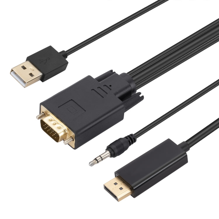 VGA to DisplayPort Adapter Cable with Audio Band Power Supply, Length: 1.8m(Black) - Cable by PMC Jewellery | Online Shopping South Africa | PMC Jewellery | Buy Now Pay Later Mobicred