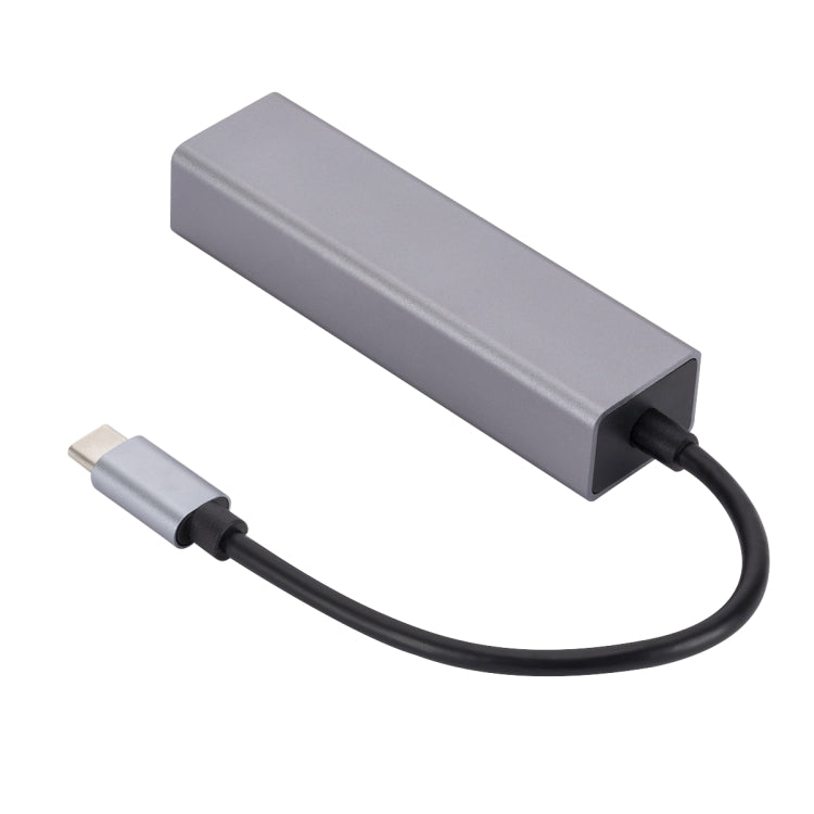 SL-030 USB-C / Type-C to Gigabit Ethernet RJ45 & 3 x USB 3.0 Adapter Converter HUB(Grey) - USB HUB by PMC Jewellery | Online Shopping South Africa | PMC Jewellery | Buy Now Pay Later Mobicred