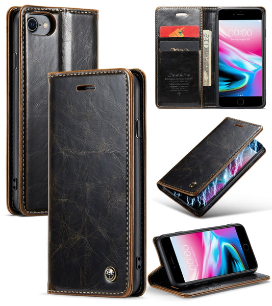 For iPhone SE 2022 / SE 2020 / 7 / 8 CaseMe 003 Crazy Horse Texture Leather Phone Case(Coffee) - iPhone SE 2022 / 2020 / 8 / 7 Cases by CaseMe | Online Shopping South Africa | PMC Jewellery | Buy Now Pay Later Mobicred