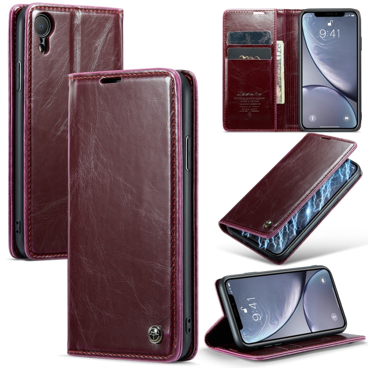 For iPhone XR CaseMe 003 Crazy Horse Texture Leather Phone Case(Wine Red) - More iPhone Cases by CaseMe | Online Shopping South Africa | PMC Jewellery | Buy Now Pay Later Mobicred