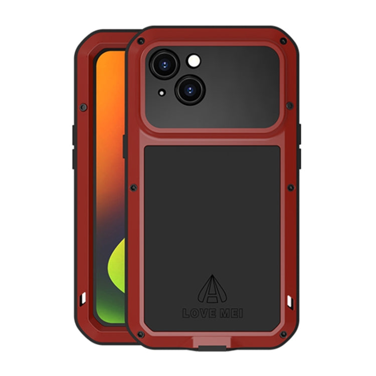 For iPhone 14 LOVE MEI Metal Shockproof Life Waterproof Dustproof Phone Case(Red) - free shipping - PMC TechLife - Order now!