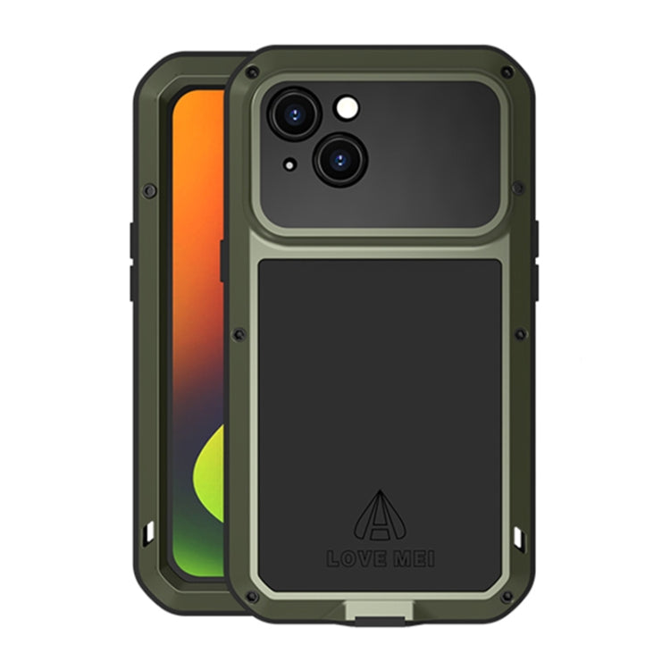 For iPhone 14 Plus LOVE MEI Metal Shockproof Life Waterproof Dustproof Phone Case(Army Green) - iPhone 14 Plus Cases by LOVE MEI | Online Shopping South Africa | PMC Jewellery