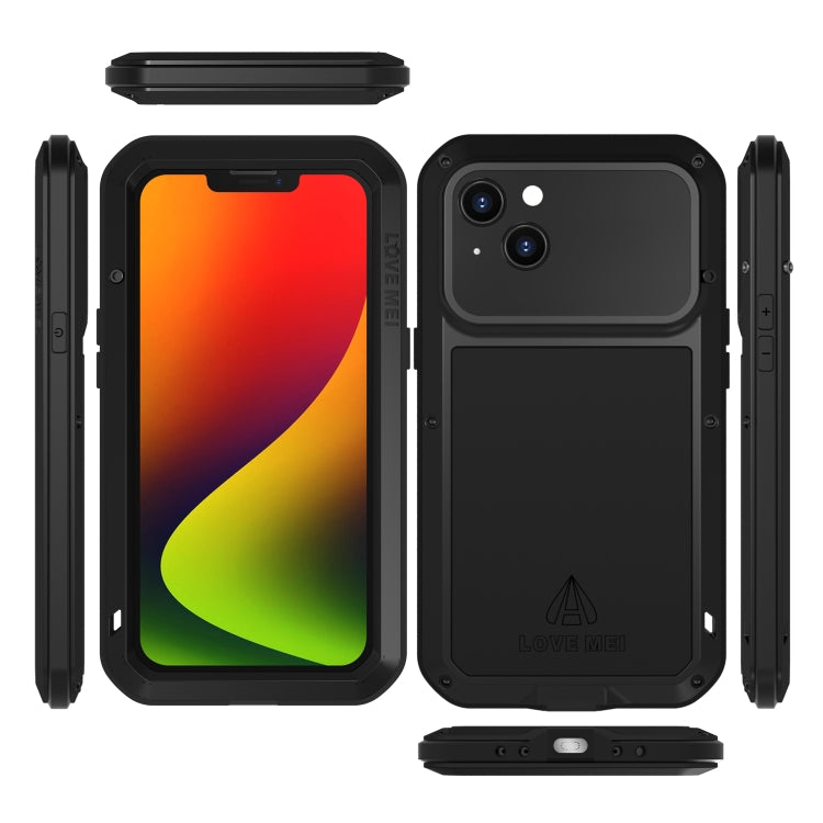 For iPhone 14 Plus LOVE MEI Metal Shockproof Life Waterproof Dustproof Phone Case(Black) - free shipping - PMC TechLife - Order now!