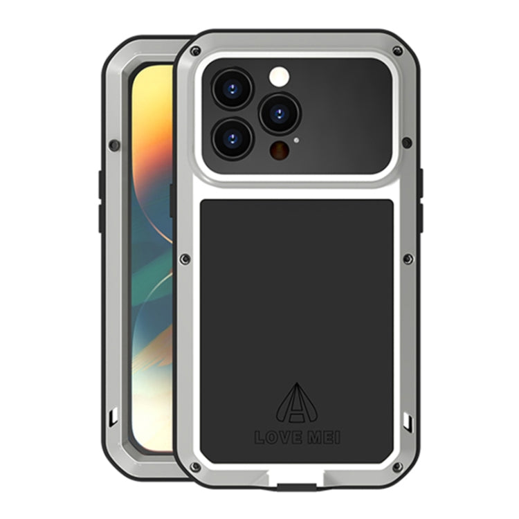 For iPhone 14 Pro LOVE MEI Metal Shockproof Life Waterproof Dustproof Phone Case(Silver) - iPhone 14 Pro Cases by LOVE MEI | Online Shopping South Africa | PMC Jewellery