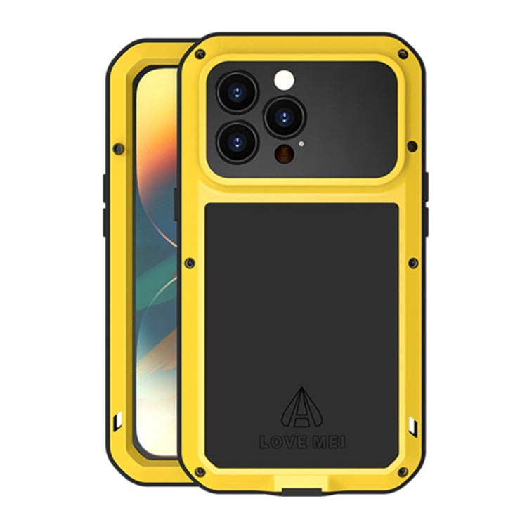 For iPhone 14 Pro LOVE MEI Metal Shockproof Life Waterproof Dustproof Phone Case(Yellow) - iPhone 14 Pro Cases by LOVE MEI | Online Shopping South Africa | PMC Jewellery